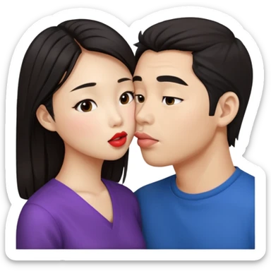 Asian girl kissing man on the lips sticker