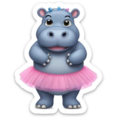 Hippo in a tutu sticker