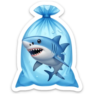 shark stuck in plastic waste bag sticker