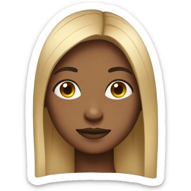 A girl with straight hair and a little brown skin sticker