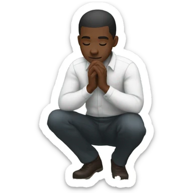 black man on his knees picking white flowers sticker