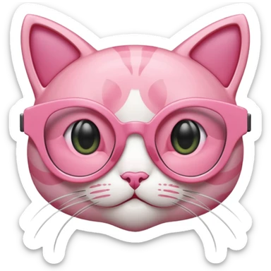 Rose pink glasses, cat type shaped. sticker