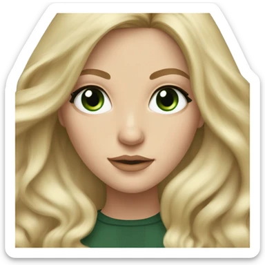 White girl with long voluminous blonde hair balayage with green eyes  sticker