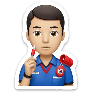 referee blue (#00A3E0) and red (#F9423A) sticker