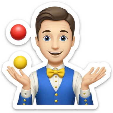 circus juggler zelensky juggling two balls blue and yellow sticker