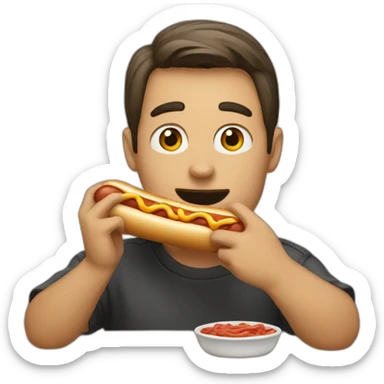 Someone eating a hotdog sticker