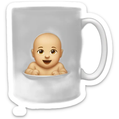a mug with a drawing of a baby on it  sticker
