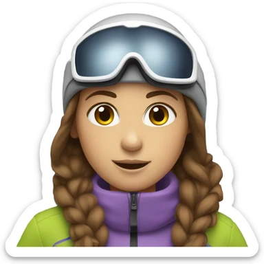 Girl skiing downhill with brown hair sticker