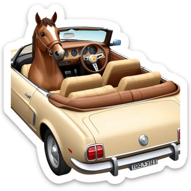 Horse in a convertible  sticker