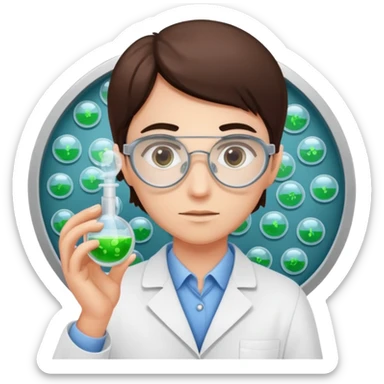 laboratory researcher analyzing dish. sticker