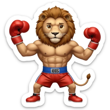 Lion with a box gloves sticker