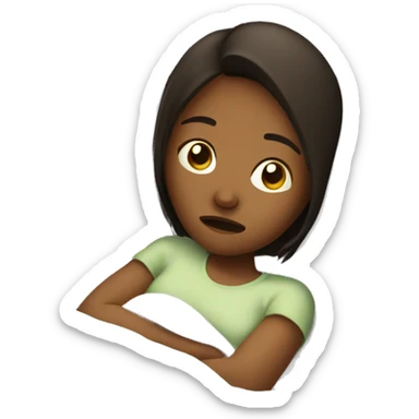 Girl sick in bed sticker