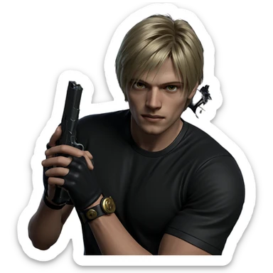 blonde boy with handgun sticker
