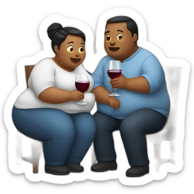 overweight couple drinking wine sticker