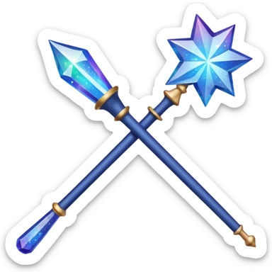 a dark blue magic wand with a bit of magic dust around the head if it. artistic
 sticker