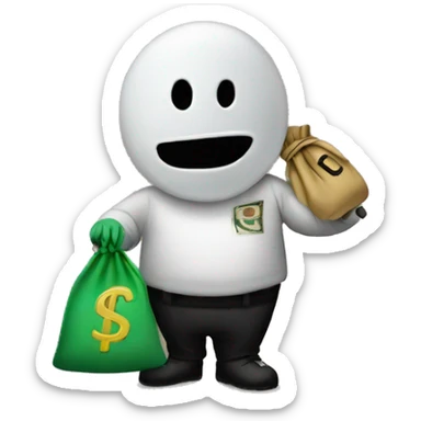 Thief stealing money bag with the words Top Tier embroidered on it sticker