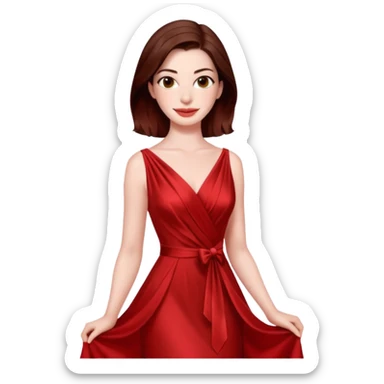 Anne Hathaway in red dress, hot sticker