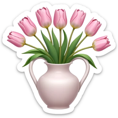 Light pink tulips in white vase sticker