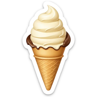 a scoop of vanilla ice cream in a cone, classic style, creamy white color, simple background sticker