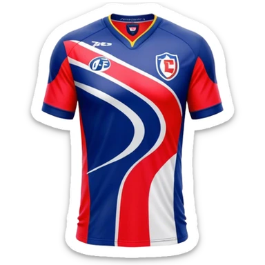 Cinematic Realistic image of an AFL jersey rendered in vibrant team colors with detailed fabric textures and dynamic creases, illuminated by bold, stadium lighting that accentuates its sporty character sticker