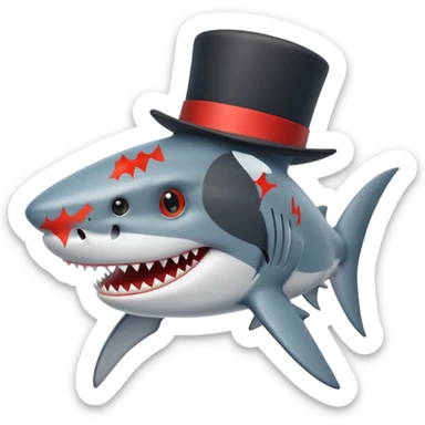 Shark with a top hat sticker