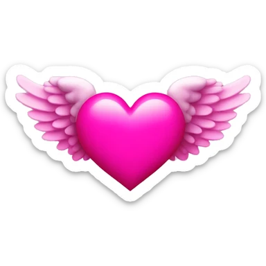 hot pink heart with halo and wings  sticker