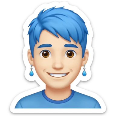 blue haired man with earrings sticker
