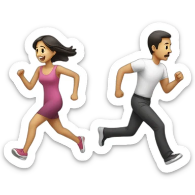 Man running from woman sticker