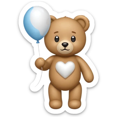 Emoji teddy set down with a baloon white sticker