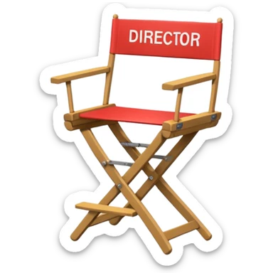 Director’s chair – foldable chair with “Director” text. sticker