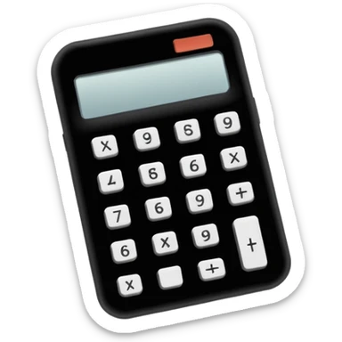 Minimalistic flat vector icon, iOS style, thin black contour on white background. Calculator and geometric shapes (triangle, circle). No text, no shadows. sticker