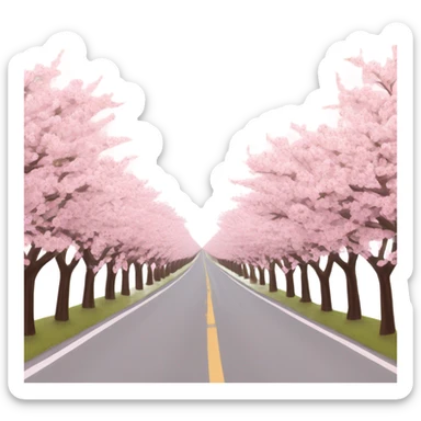Road with cherry bloom trees  sticker
