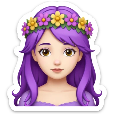 Princesses with Flower Crown in Purple Hair sticker