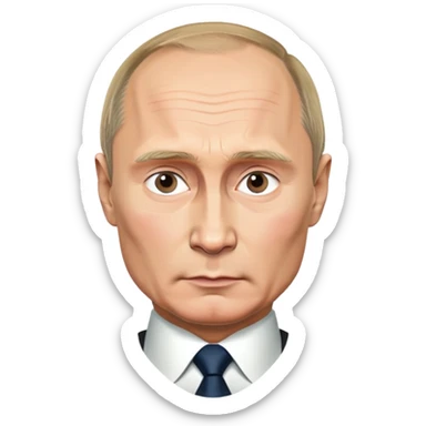 Vladimir Putin portrait with stern expression sticker