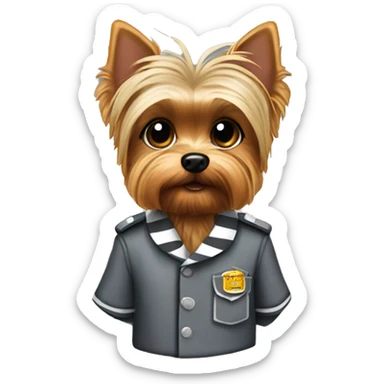 Yorkie dog mischief crook prison uniform  sticker