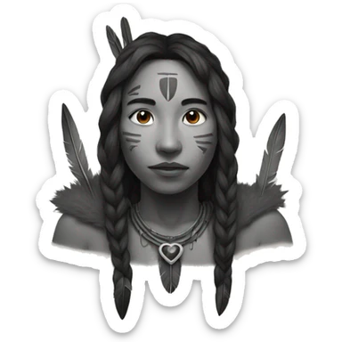 dark native heart drawn with a pencil sticker