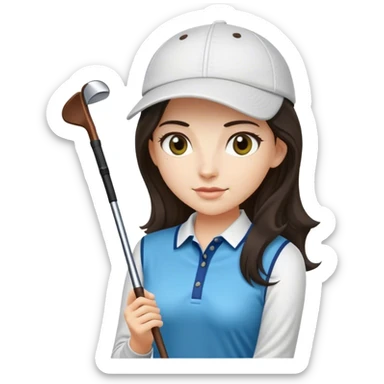 Long dark hair Female Golf player with gift and nice outfit sticker
