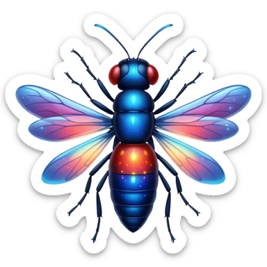 glitter red and blue firefly sticker