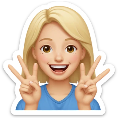 peace sign while laughing hard with tears sticker