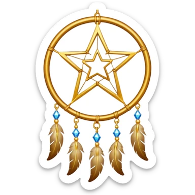 Star-shaped golden bright divine shimmering shiny sparkly glittery glowing glossy dreamcatcher  sticker