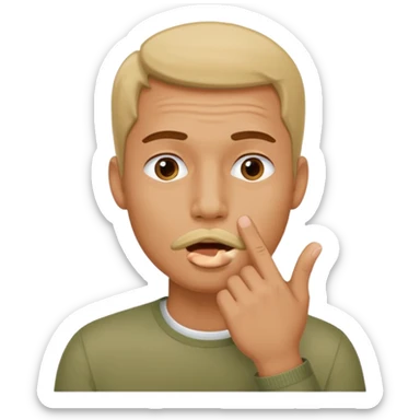 man showing shh to be quiet covering his mouth with finger sticker