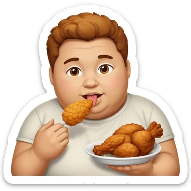 Fat person eating chicken  sticker