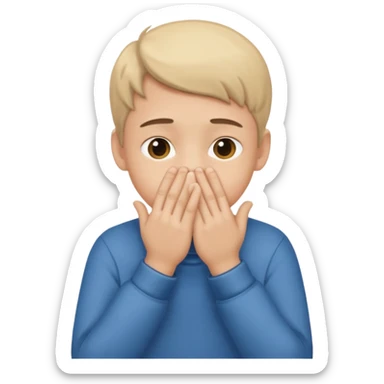Create a shyness imoji Boys imoji Boys imoji hand in face hand in full face create a shame boys imoji full face cover in hand sticker