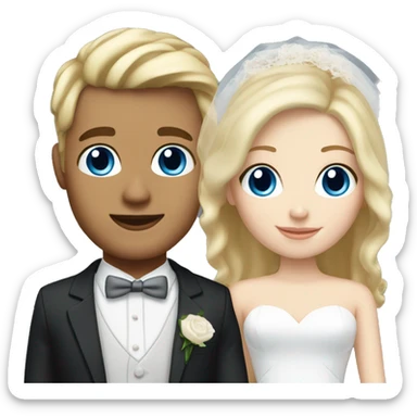 bride blue eyes and blonde hair, groom fair hair white skin sticker