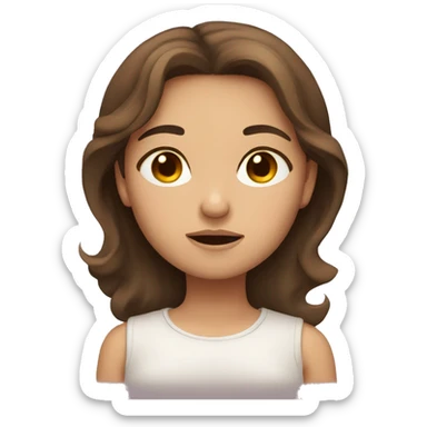 sleepy girl with brown hair and brown eyes sticker