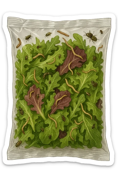 Insalata in busta ricca di parassiti sticker
