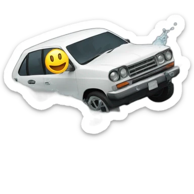 floating car crashing into water with a splash sticker