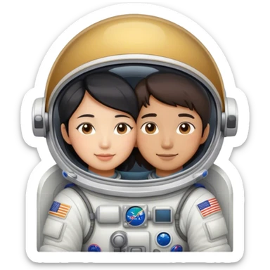 Asian Astronaut couple cuddling  sticker