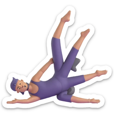 man doing pigeon yoga pose with one leg bent in front and one leg stretched behind sticker