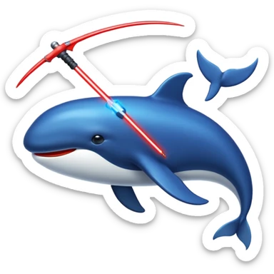 Une baleine avec un sabre laser rouge sticker